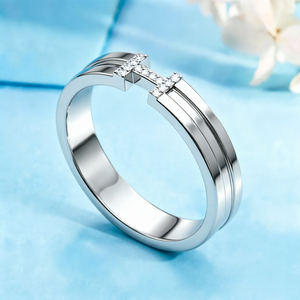 Minimalist Men's 925 Sterling Silver Rhodium Plated Cross <b>Ring</b> <b>Cubic</b> <b>Zirconia</b> Pave Setting Statement <b>Ring</b> Party Adjustable Size - Product Image 6