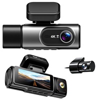 Caméra embarquée 4K 3 canaux (avant, arrière, habitacle) avec WiFi 5 GHz, GPS, moniteur de stationnement, vision nocturne, capteur G, 170° °   Caméra de tableau de bord grand angle pour voiture
