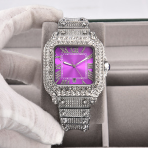 Reloj de Hombre Cuadrado con Cristales Estilo Hip-Hop, Último Modelo 2026, con Esfera Roja, Verde, Azul, Morada, Blanca y Negra - Product Image 4