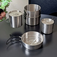 Kit de survie d'ustensiles de cuisine en acier inoxydable portable pour l'extérieur Pot et poêle à frire polyvalents pour la randonnée Pique-nique Camping