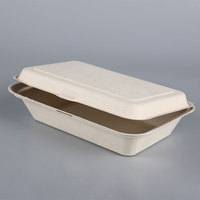 Meilleur prix 9*6 pouces bambou canne à sucre Bagasse pâte à clapet boîte à emporter alimentaire conteneur papier boîtes à lunch