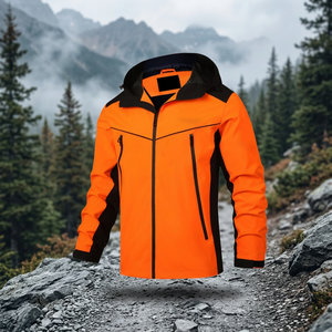 Custom Thin Casual Summer <b>Waterproof</b> Breathable Eco-Friendly Outdoor Polyester <b>Long</b> Front <b>Jacket</b> Unisex Windproof Safety Orange - Product Image 3