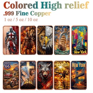 Barra de Cobre de 1 oz, 999% Puro, Diseño 3D Avanzado, Varios Estilos, Colorida, Alto Relieve, Edición Limitada, Coleccionable - Product Image 2