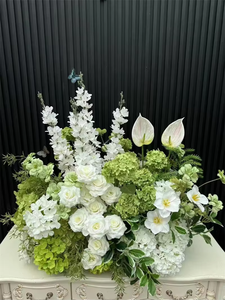 Corridoio di nozze decorazione floreale artificiale bianco rosa verde foglie corridoio fiore corridore per la decorazione di ingresso - Product Image 5