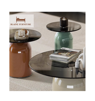 Service professionnel Design moderne dessus en verre cadre en bois massif Table basse meubles de salon Table centrale colorée