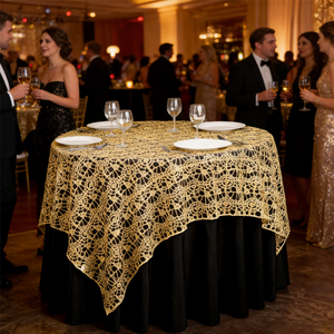Argento Sparkle Tempestato di Chimica Con Paillettes Piazza Del Merletto Del Ricamo Tovaglia Tavolo D'epoca Overlay - Product Image 3