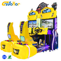 Machine d'arcade de course automobile HD G-Honor Double Player HD Outrun jaune à monnayeur avec garantie d'un an pour parcs d'attractions