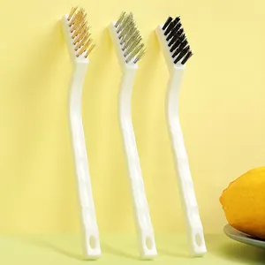 3 PCS New Nylon Brass Stainless Steel Wire Brush Scratch Brushes Small Mini Plastic Handle Steel Wire Cleaning Brush