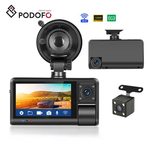 Podofo 3.0 "ダッシュカム3レンズDVRWIFI HD 1080P IP66防水ドライビングレコーダーナイトビジョン内蔵カメラ/フロントリアカメラ