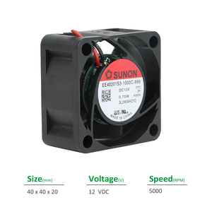 Ventilateur de refroidissement axial à roulement à manchon SUNON EE40201S3-1000C-999 électrique 40x40x20mm 12VDC 52mA 0.70W 5000RPM 6.3CFM - Product Image 2