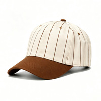 Gorra de béisbol estructurada con logotipo bordado personalizado, gorra de golf a rayas de dos tonos para hombre.
