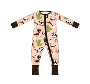 Western Cowboy style bamboo cotton zipper two way toddler onesie