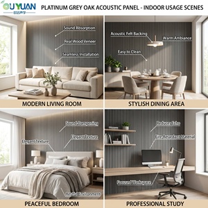 Panneaux acoustiques modernes en PVC gris <span class=keywords><strong>platine</strong></span> à une face, imitation chêne, avec NRC 0.8, imperméables, écologiques, ignifuges, pour l'école et les studios - Product Image 5