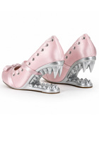 CHENO Chaussures de ballet à talons hauts Mary Jane à lacets, bout carré, en satin, style gothique sombre, avec logo personnalisé pour femmes