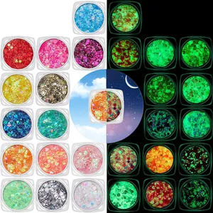 UV Neon Bersinar Dalam Gelap OEM Kosmetik Kecantikan Eyeshadow untuk Kuku Wajah Festival Tubuh Glitter Gel Makeup Set Kit