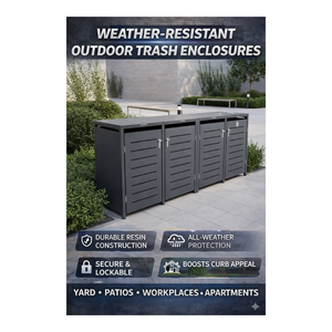 Couverture de poubelle extérieure décorative pliable murale en métal de qualité supérieure, résistante à l'eau, pour usage en jardin EDPTBC000 - Product Image 1