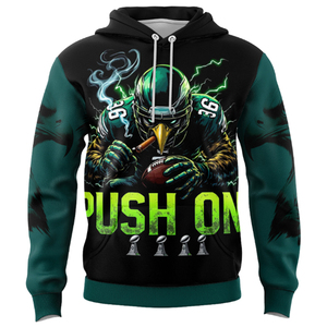 (배송 없음) DOVEARK OEM 맞춤형 승화 프린팅 미국 필라델피아 풋볼 스포츠 팀 마스코트 유니섹스 남성 풀오버 후드티 - Product Image 5