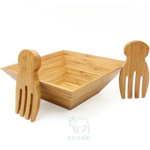 ชุดชามสลัดทำจากไม้ไผ่พร้อมช้อนส้อมชามสลัดและซุปผลไม้ - Product Image 2