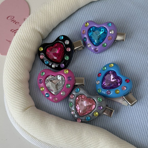Horquillas para el Cabello de Niñas al por Mayor, <span class=keywords><strong>Accesorios</strong></span> para el Cabello de Moda Infantil, Lindas Horquillas con Brillantina Roja y Morada en Forma de Corazón para Bebés - Product Image 1