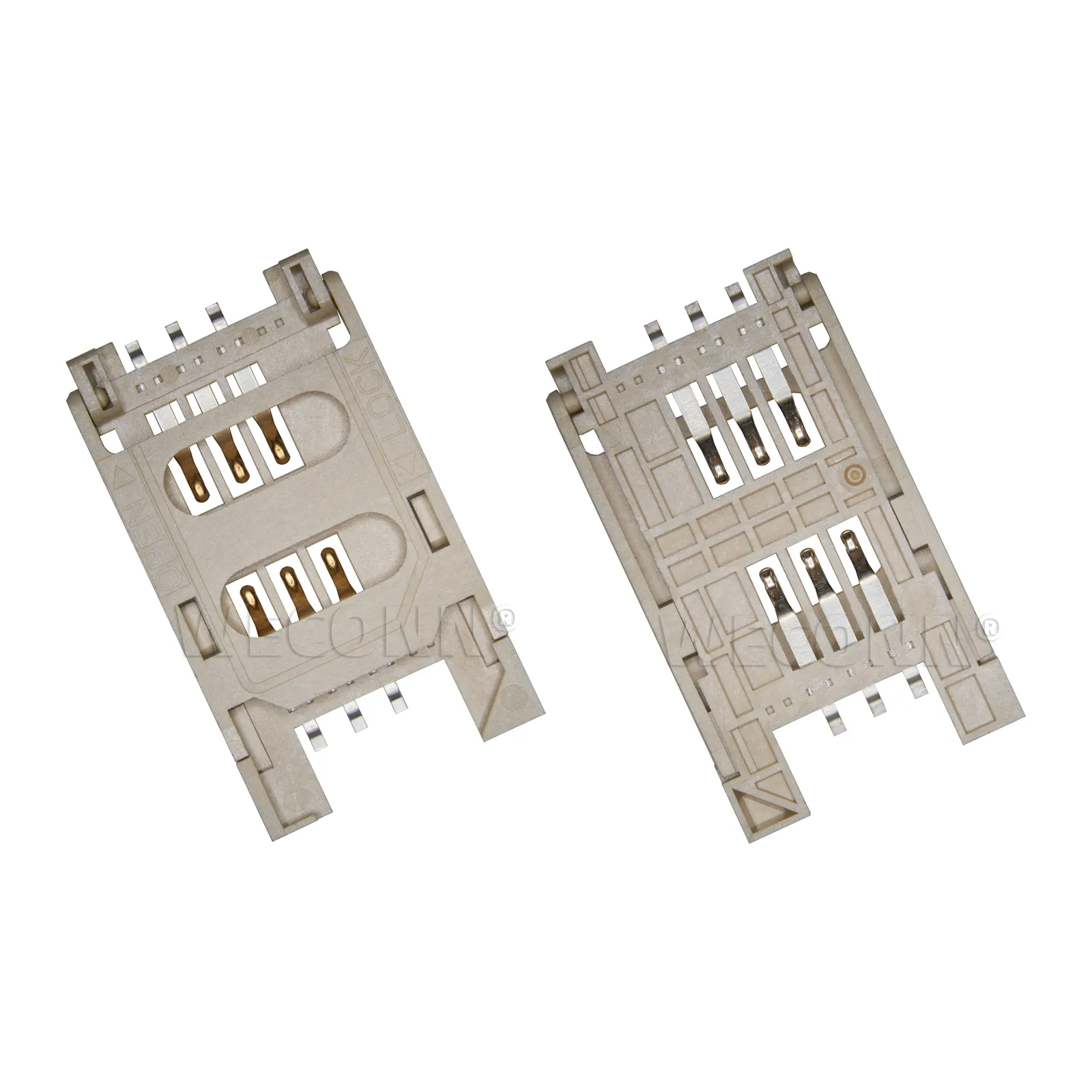 Ecru alta calidad agujero grande sin poste de posicionamiento tipo C conector USB PCB 6PIN tipo flip conector de tarjeta SIM ICA521