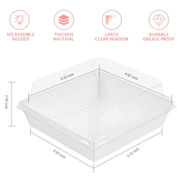 Boîtes alimentaires jetables carrées pour emporter, emballage de boulangerie, boîte à sandwich, gâteau, biscuits, beignets, emballage en papier kraft, boîte en plastique
