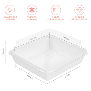 Boîtes alimentaires jetables carrées pour emporter, emballage de boulangerie, boîte à sandwich, gâteau, biscuits, beignets, emballage en papier kraft, boîte en <span class=keywords><strong>plastique</strong></span> - Product Image 6