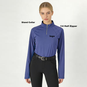 Bolso ecuestre único ARLAN para mujer, camisa de polo ecuestre de manga larga, ropa ecuestre - Product Image 1