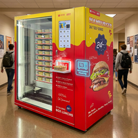 Distributeur automatique de nourriture chaude à écran tactile en acier inoxydable, options de paiement multiples, service 24h/24, distributeur automatique de boîtes de nourriture