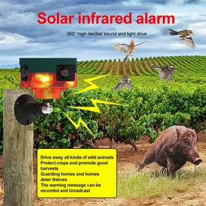 Alarme solaire directe d'usine insérée dans l'induction infrarouge son et lumière avertissement répulsif enregistrement haut-parleur de diffusion vocale - Product Image 4