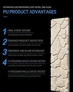 لوح جداري من الفوم البولي يوريثان بتصميم حجري غير منتظم، تصميم عصري صديق للبيئة للفلل والفنادق، سهل التركيب ومقاوم للماء للديكور الداخلي - Product Image 2