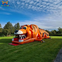 Parcours d'obstacles gonflable en PVC de qualité commerciale avec toboggans et tunnel de jeu pour enfants, capacité 300 kg