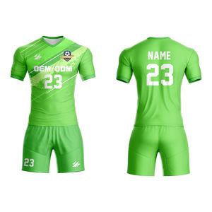 Unisex Neck Soccer Trikots Kunden spezifisches Design Name Druck Polyester Baumwolle Set Training Erwachsene Teams OEM Service verfügbar - Product Image 4