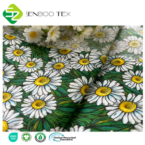 Trọng Lượng Nhẹ 60% Hữu Cơ Cotton 40% Tre Treo Lên Crepe Vải Sử Dụng Cho Màu Xanh Lá Cây Daisy Dây Kéo Slit Thời Trang Midi Váy - Product Image 3