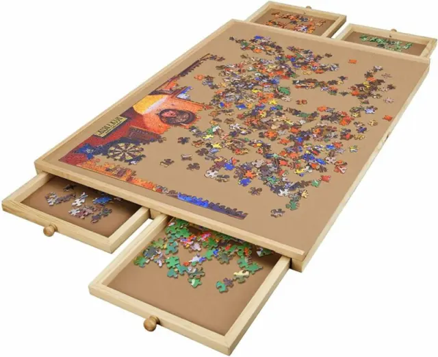 Ahşap Puzzle masa yap-boz kurulu çekmeceli