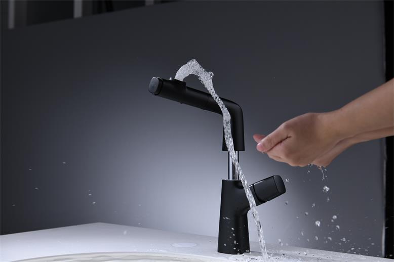 CHINESE FACTORY morden pull down up and down brass bathroom faucet tap With Sprayer