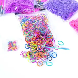 600支织布机橡皮筋手链制作套件，带钩针24支，用于珠宝制作儿童手链编织DIY制作工具