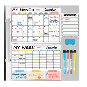 Calendario cancellabile a secco magnetico personalizzato Set pianificatore settimanale mensile per frigorifero