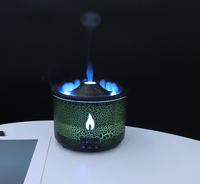 Difusor de Aroma con Diseño de Volcán de Doble Color, 560 ml, Negro, Simulación de Llama, Decoración para el Hogar, Calidad Superior 2024, Humidificador