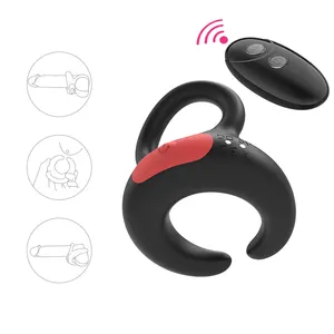 Cincin Penis <span class=keywords><strong>Vibrator</strong></span> Produk Karet Silikon Mainan Seks Pria Bergetar Penis Cincin Penis Tertunda untuk Pria Mainan Seks Pria - Product Image 1