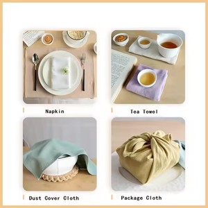 Sürdürülebilir keten kare ince beyaz bez yemek peçeteleri hızlı kuru kurulama bezi mutfak masa peçete bez düz tasarım düğün için - Product Image 6
