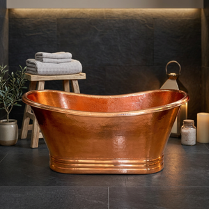 Baignoire en cuivre : Art et confort dans une baignoire en cuivre martelé antique, double slipper, à prix de gros avantageux directement de l'usine - Product Image 3