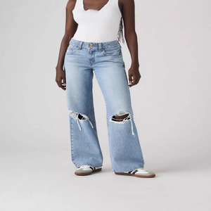 Vente en gros, jeans pour femmes, taille haute, décontractés, amples, style européen et américain, couleur claire, lavables, respirants, élégants, pour les trajets quotidiens - Product Image 1