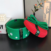Petit panier tissé en corde de coton et rubans Paniers durables pour joyeux Noël