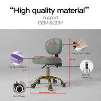 Madamcenter Chaise de maquillage professionnelle rose Technicienne esthétique Spécialiste de la beauté Tabouret de selle bas pour chaises de barbier à cils