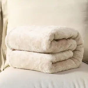 Premium Polyester Microfiber Boucle Muslin Throw Blanket Roll Camping Travel Plush Wool Blankets