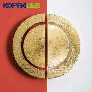 Koppalive palu garis Modern, pegangan lemari dapur kuningan padat usia dan kenop emas pegangan Semi bundar untuk furnitur