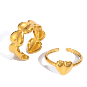 Heart-Shaped Gold Plated Stainless Steel <b>Rings</b> For Women Men Gift Jewelry Unisex Fashion Accessory - Product Image 5