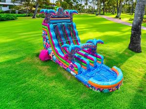 ウォータースライドダブルインフレータブルウォータースライド30フィート高いヤシの木ウォータースライド - Product Image 3