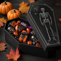 Coffret Cercueil d'Halloween Effrayant Noir Mat avec Motif Squelette – Boîte de Rangement Cadeau