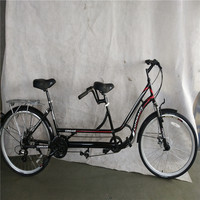 Vélo tandem 26 pouces, cadre en aluminium, vélo 2 places, hommes, femmes, adultes, fourche à suspension, freins à disque, porte-bagages arrière, vélo de loisirs à louer
